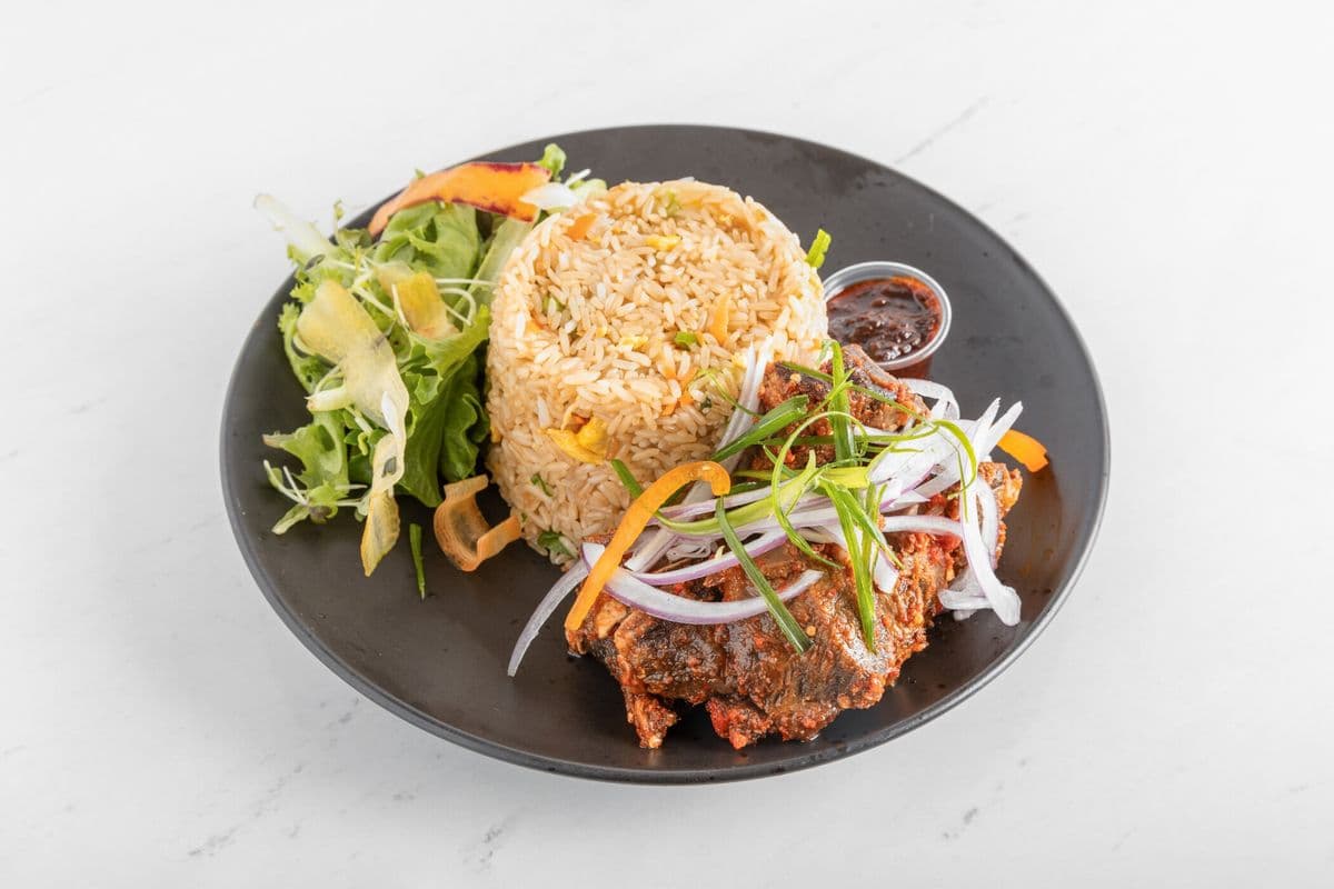 Fried Rice and Peppered Goat