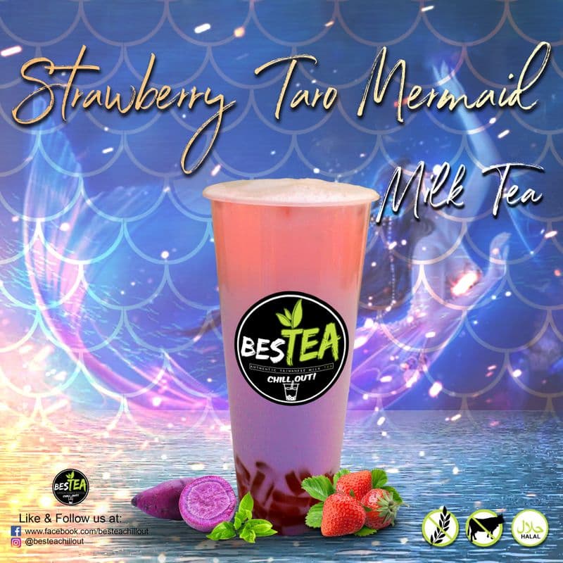 Jumbo Strawberry Taro Mermaid Milk Tea