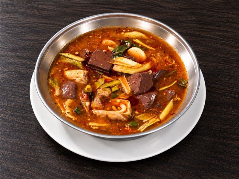 Deluxe M02 Stewed Pork Intestine & Pork Blood w/ Chili & Peppercorn Sauce (Spicy) Combo M02 五更腸旺(辣) 豪華套餐