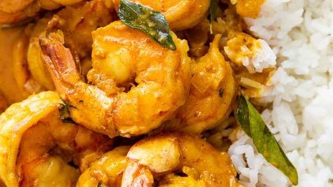 Shrimp Curry Rice or Naan (LUNCH SIZE)