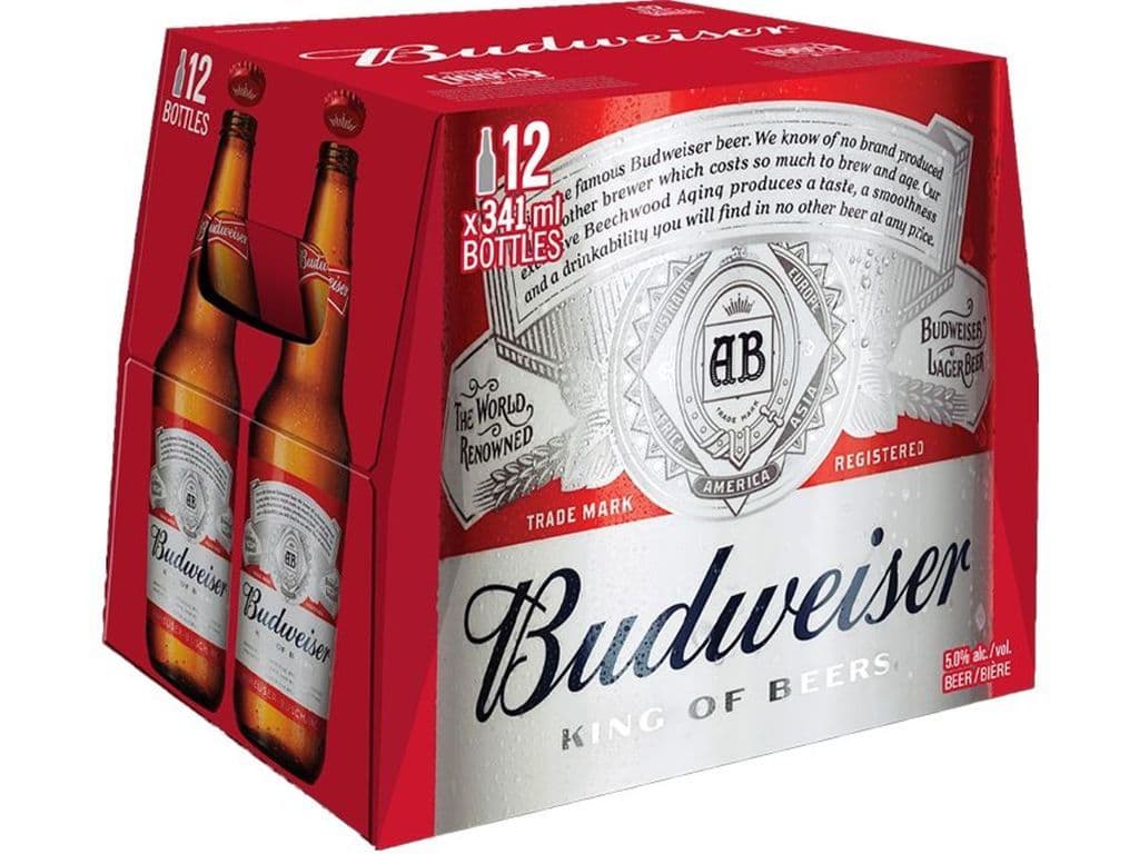 Budweiser Lager Bottles (355 ml x 12 ct)