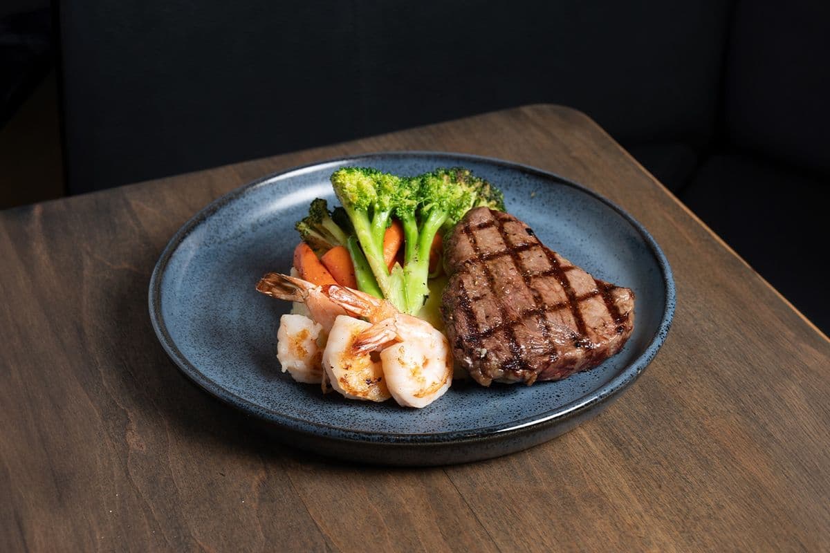 Top Sirloin Steak and Prawns