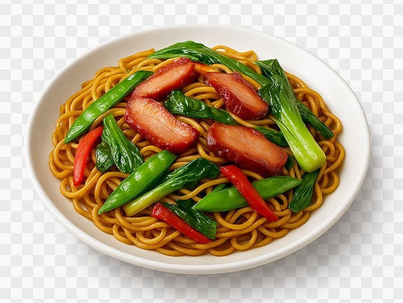 BBQ Pork & Green Chow Mein 叉烧时蔬炒面