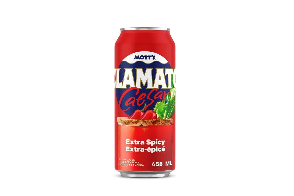 Mott's Clamato Caesar Extra Spicy Vodka Single Can (1 x 458ml)