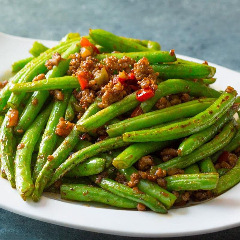 Spicy String Beans with Minced Pork 干煸肉鬆四季豆
