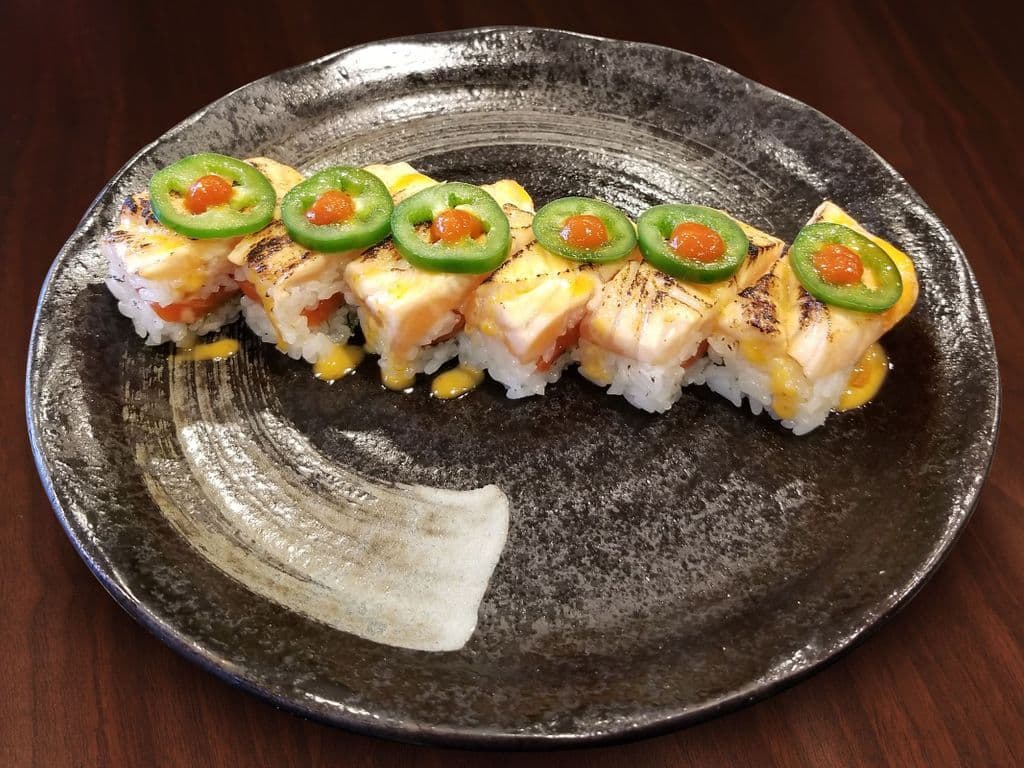 Spicy Salmon Oshi Sushi