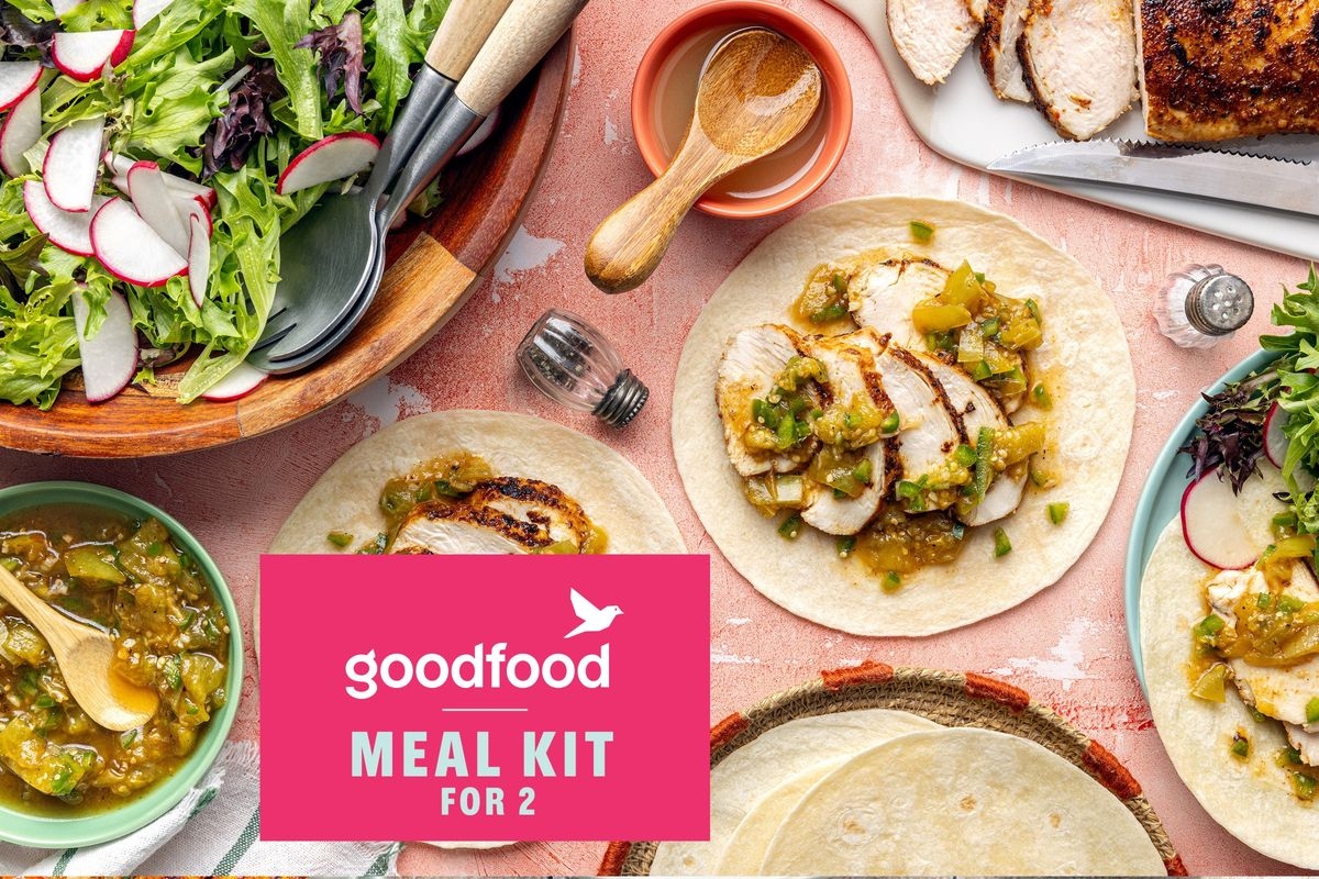 Meal kit: Verde Good Chicken Breast Tacos with Spicy Tomatillo Salsa Crisp Radish Salad with Garlic-Lime Vinaigrette