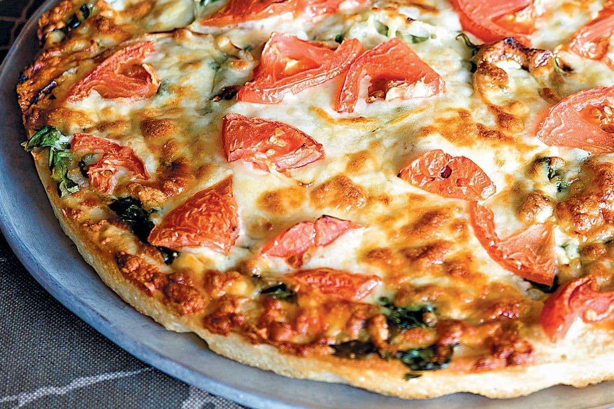 #35 Spinach, Tomatoes, and Onions Pizza