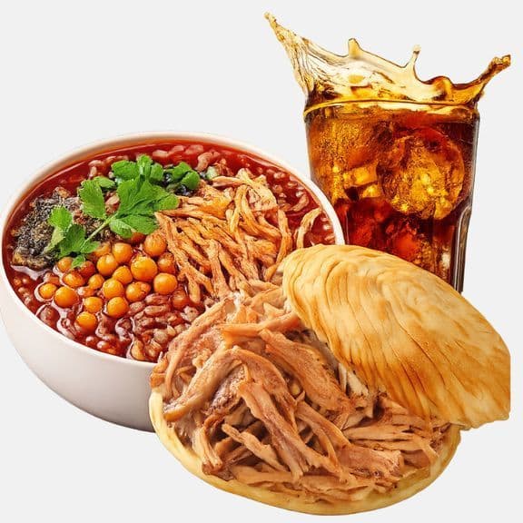 A1 Combo Hot & Sour Glass Noodle A1套餐 鸡骨浓汤酸辣粉+经典猪肉夹馍+饮料