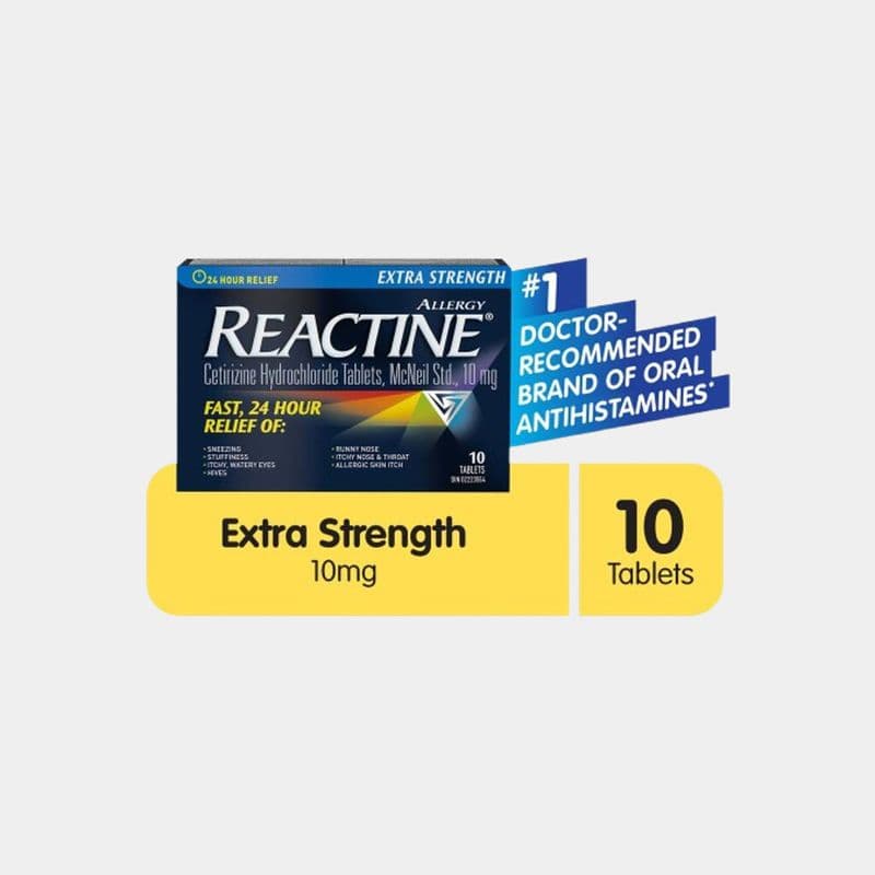 Reactine Extra Strength 10mg Cetirizine Hydrochloride Tablets (10 Ct)