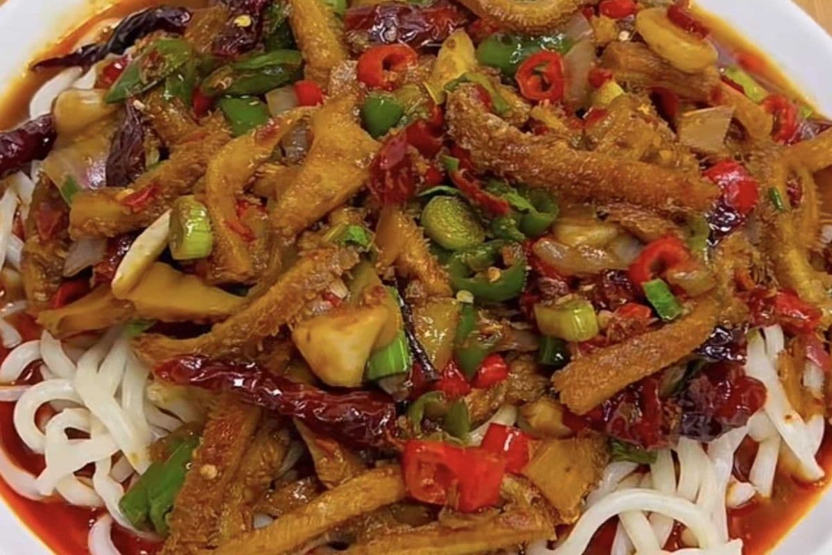 spicy beef tripe noodles(dry)牛肚拌面