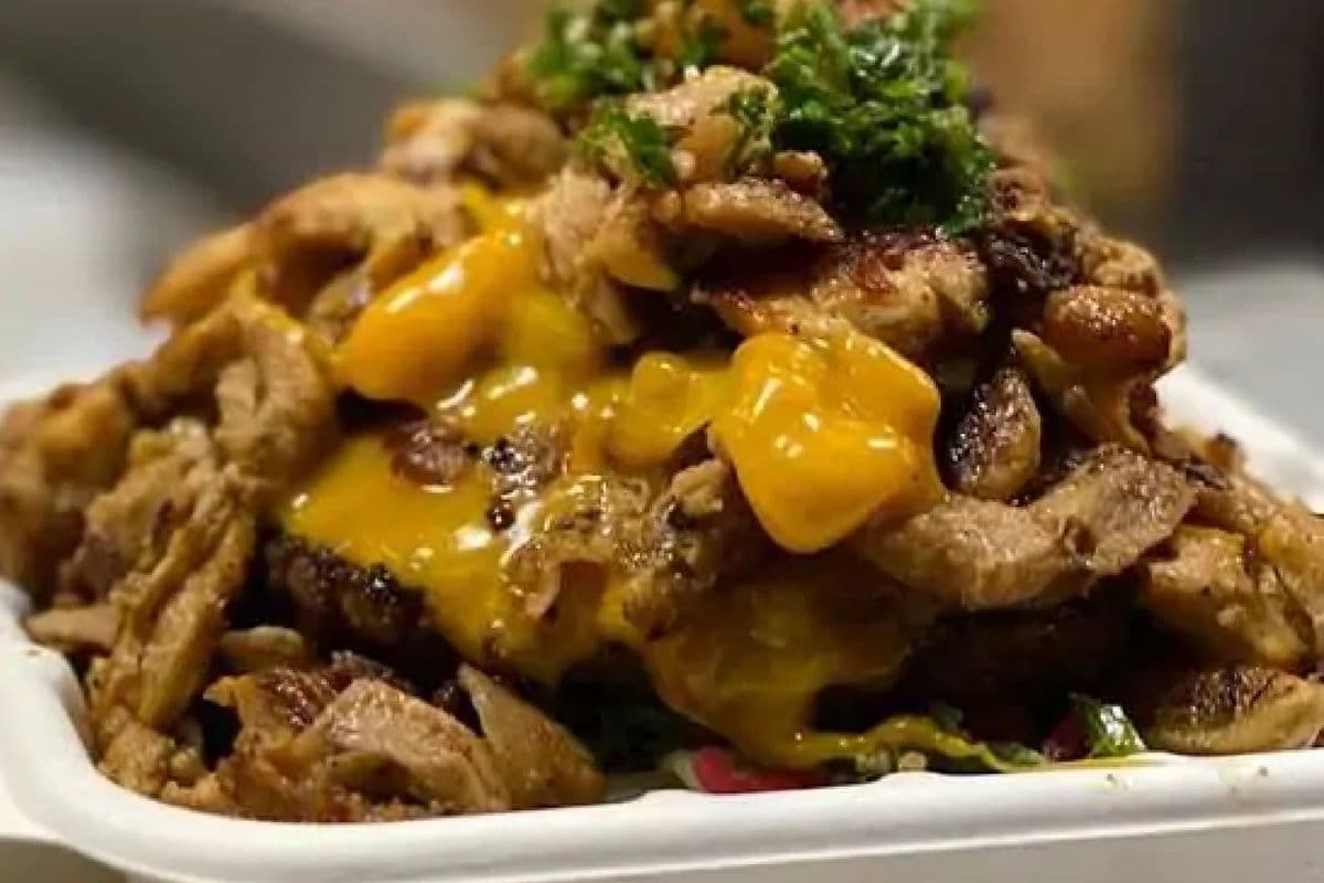 Chicken Shawarma on Cheeseburger