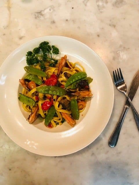 Fettuccine with Tiger Shrimp