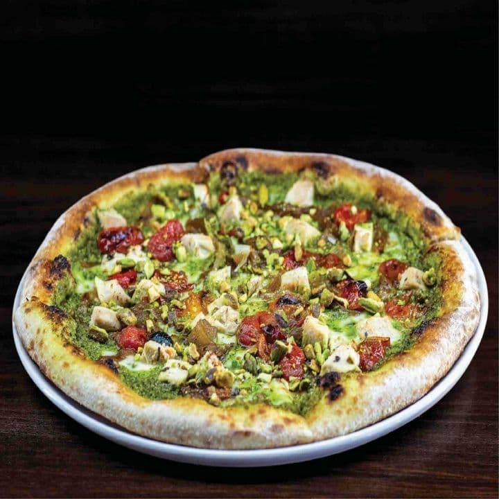Pistachio Chicken Pesto Pizza