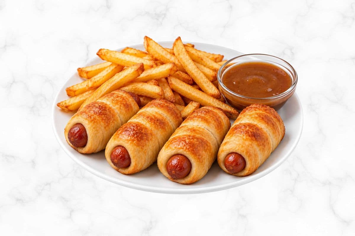 4-Pigs in a Blanket, with fries and gravy.