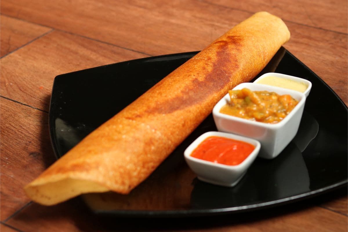 Masala Dosa with Sambar & Coconut Chutney