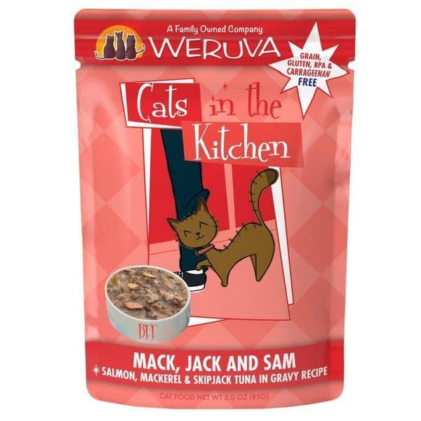 Weruva Cats in the Kitchen Mack, Jack & Sam Salmon, Mackerel & Skipjack Tuna in Gravy