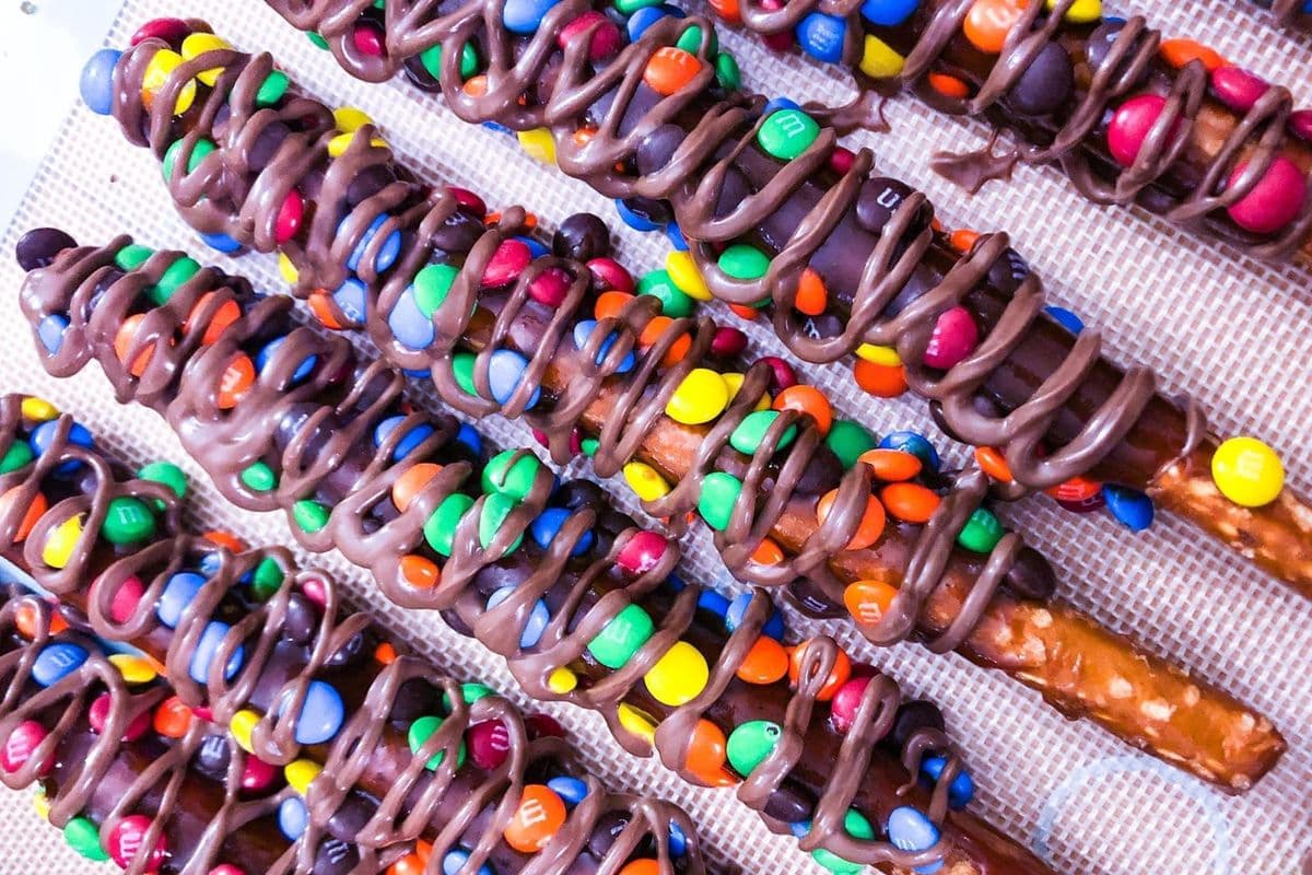 Chocolate Covered M&M’s Pretzel Rod