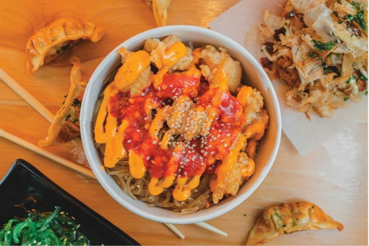 Fried Chicken wontons Rice bowl