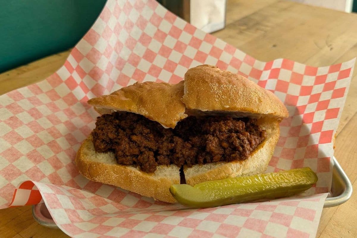 Sloppy Joe in a mild tomato sauce on a bun.