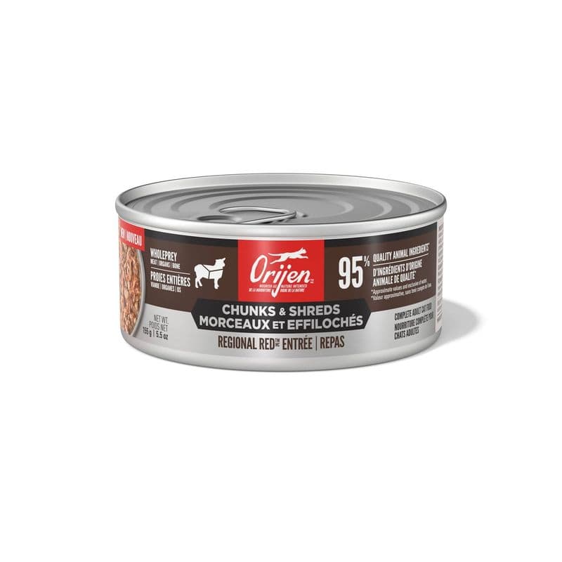 Orijen Chunks + Shreds Wet Cat Food Regional Red Entrée 155 g