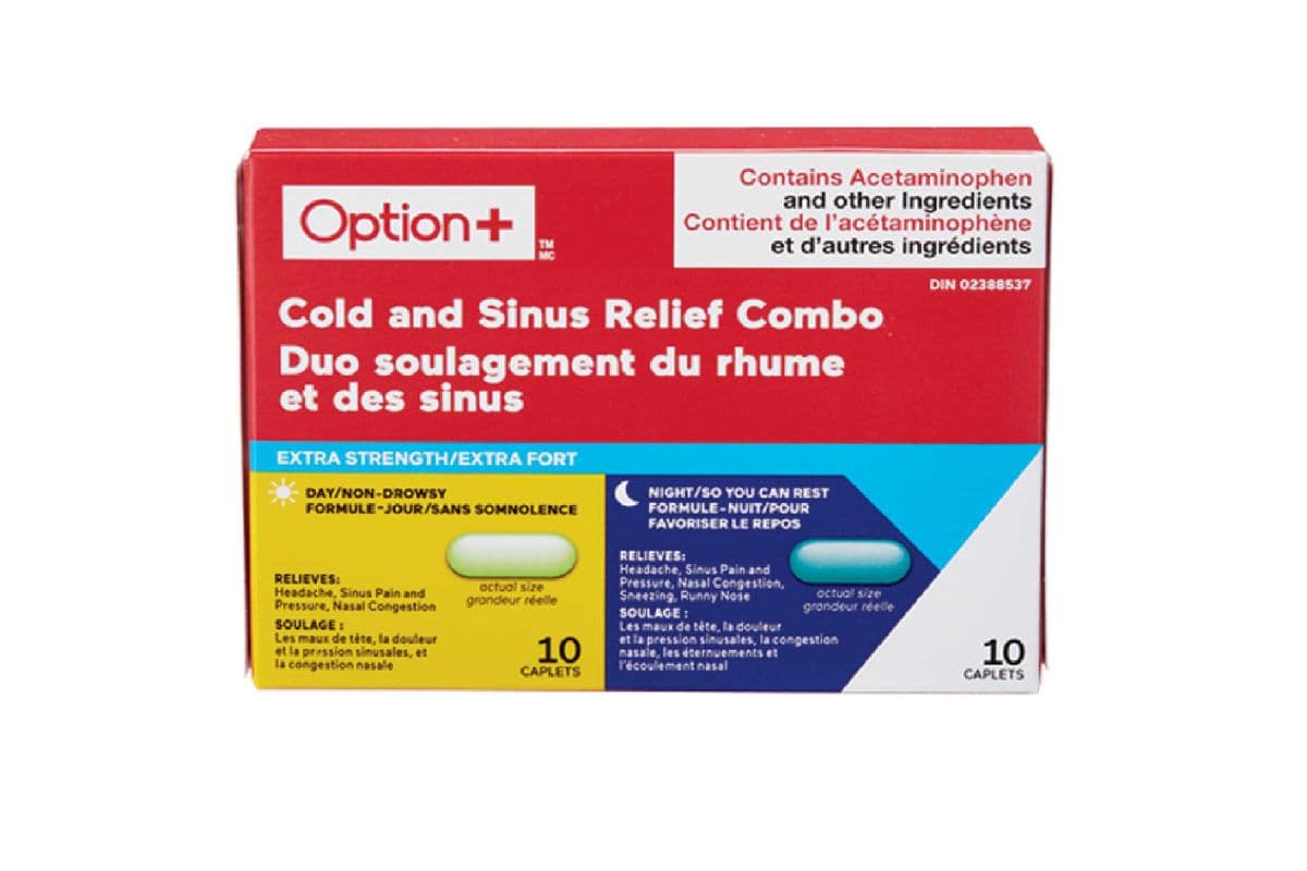 OPTION+ COLD AND SINUS RELIEF COMBO 10 CAPLETS PACK (10 PACK)