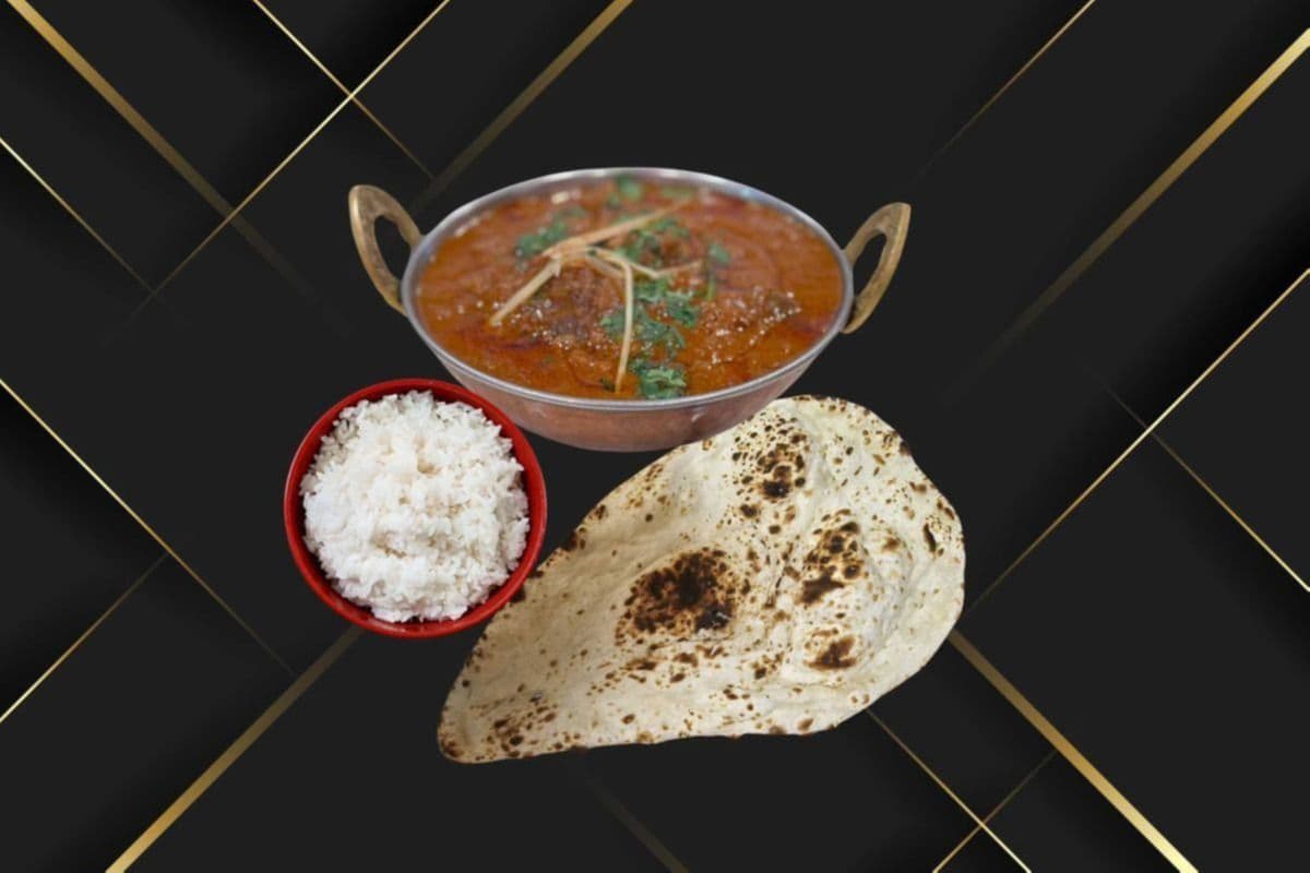 Lamb Curry, Rice, and One Naan