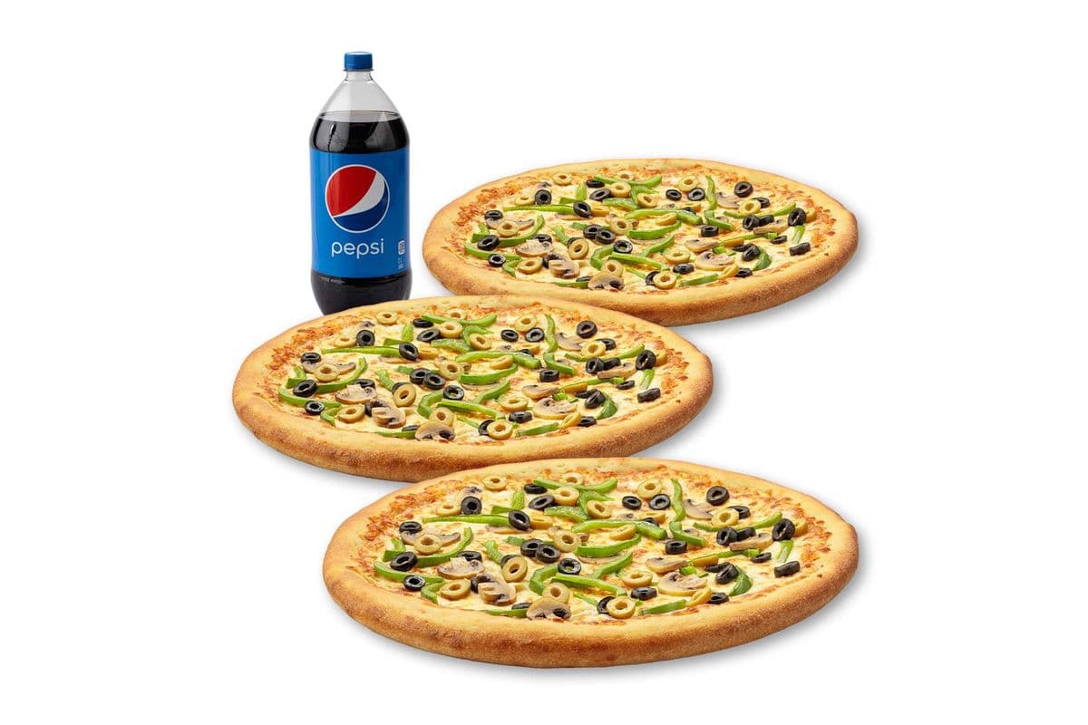 Spécial 3 Pizzas Larges - Végétarienne / Medium 3 Pizza Special - Vegetarian