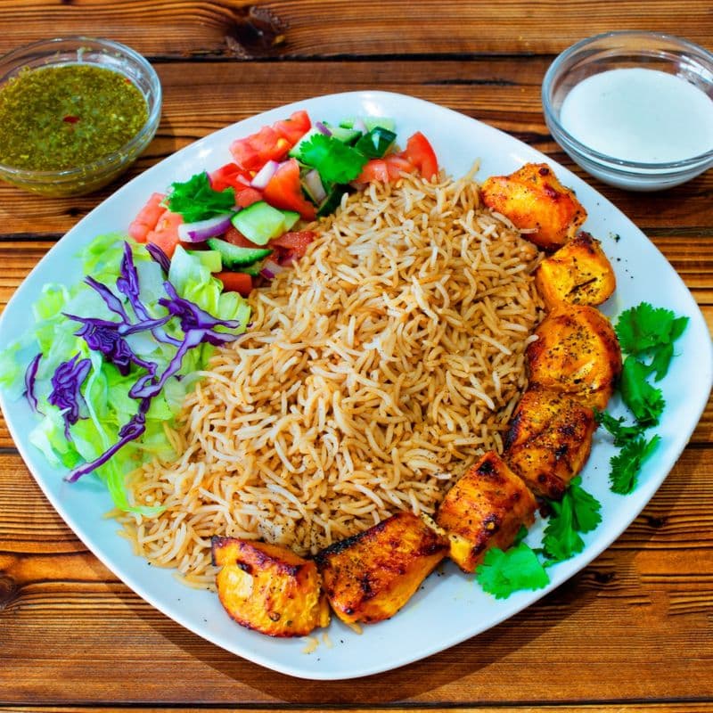 Chicken Tikka with Rice and Salad