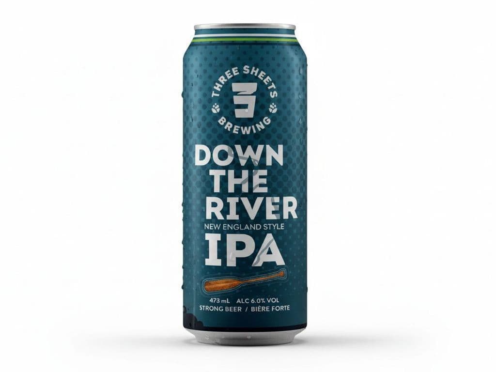 Three Sheets Brewing - Down the River IPA, Individual 473ml beer can (6.0% ABV)