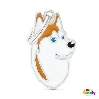 MyFamily Adult Red And White Husky Engraved Tag