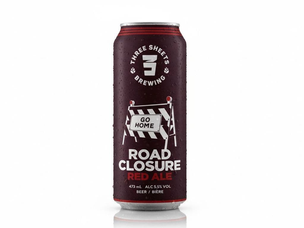 Three Sheets Brewing - Road Closure RED ALE, Individual 473ml Beer can (5.5% ABV)