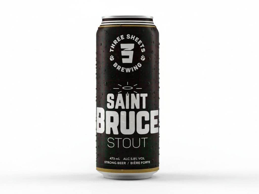 Three Sheets Brewing - Saint Bruce STOUT, Individual 473ml beer can (5.8% ABV)