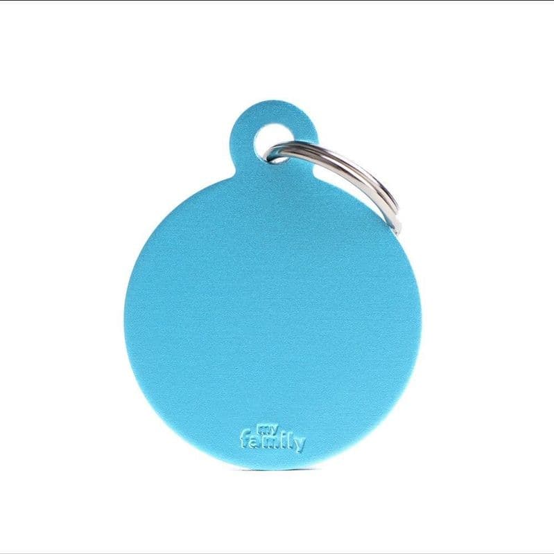 MyFamily Light Blue Round Aluminum Engraved Tag