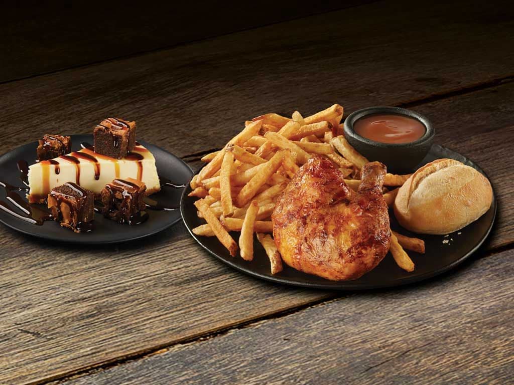 Quarter Chicken Dinner & Brownie Cheesecake