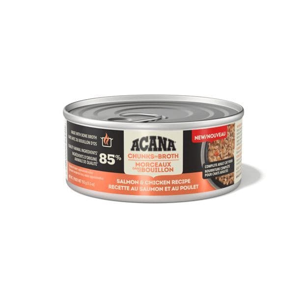 Acana Chunks in Broth Wet Cat Food Salmon & Chicken Recipe, 155g Can
