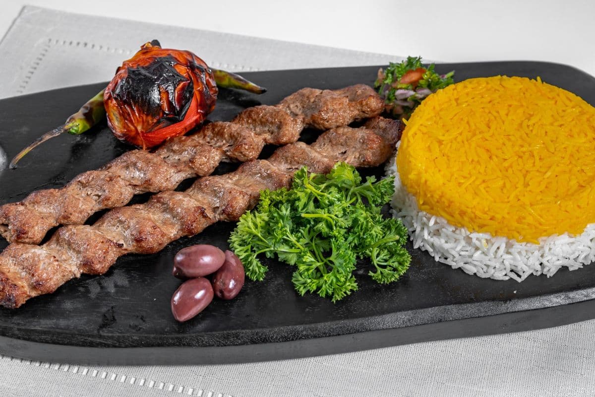 13. Beef Kabab Koubideh Plate
