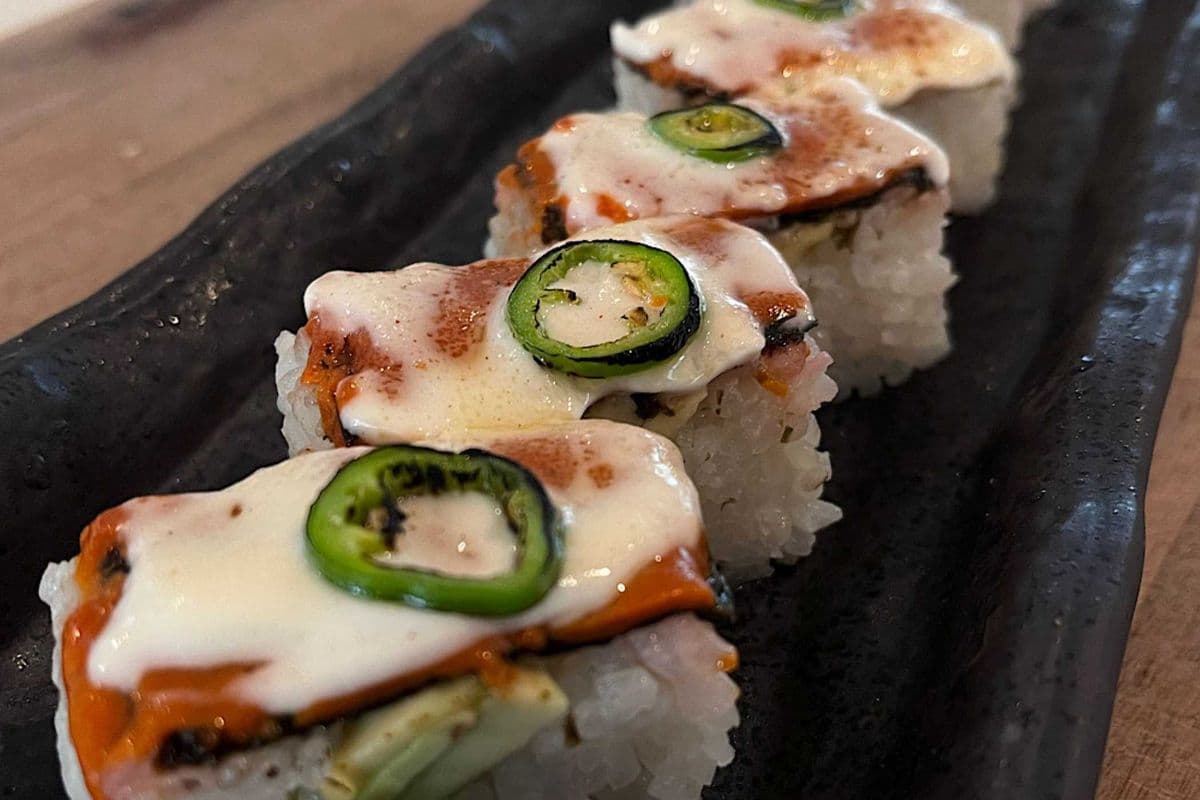 Ninjin Aburi Oshizushi (8 pcs) (Vegan, gluten free, nut-free)