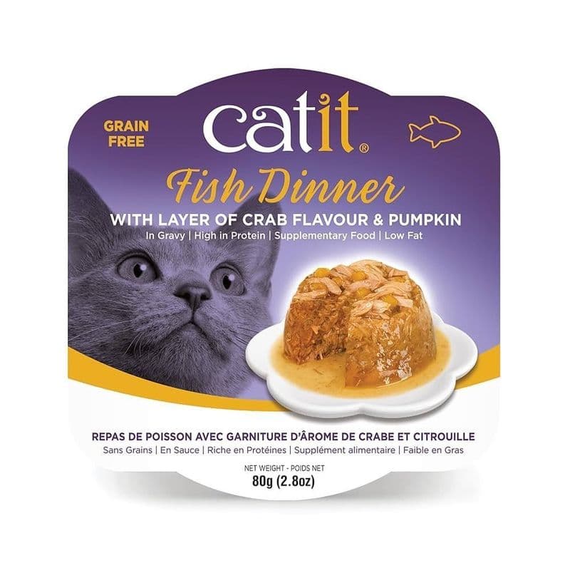Catit Fish Dinner with Crab Flavor & Pumpkin - 80 g (2.8 oz)