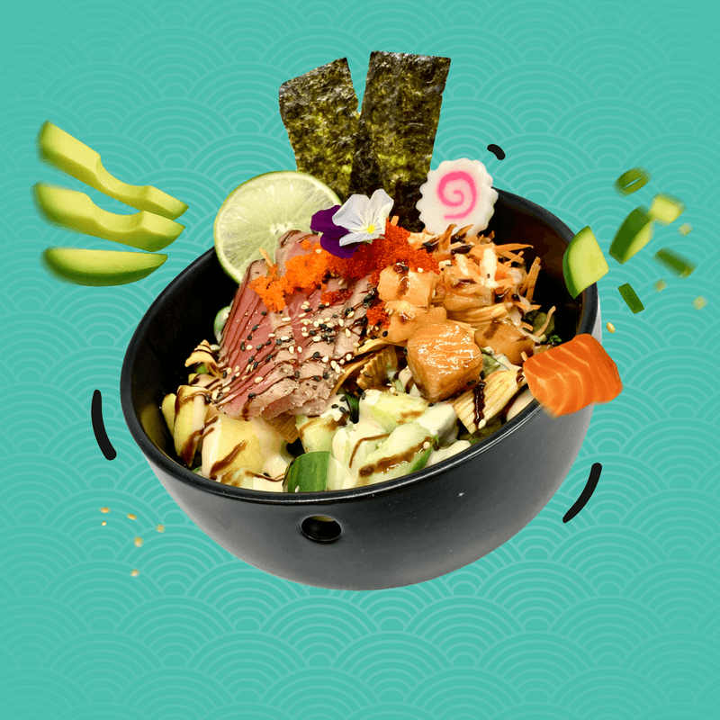 Poké bol au saumon & tataki