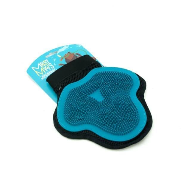 Messy Mutts Silicone Grooming Glove, Blue