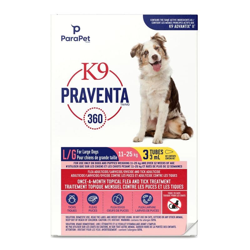K9 Praventa 360 Flea & Tick Treatment - Large Dogs 11 kg to 25 kg - 3 Dose