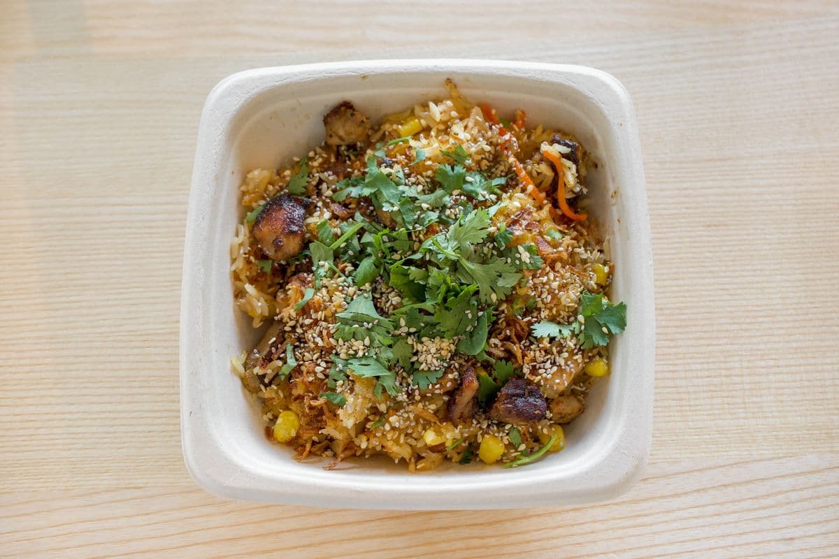 Pad Thai Sticky Fried Rice with Lemongrass Chicken