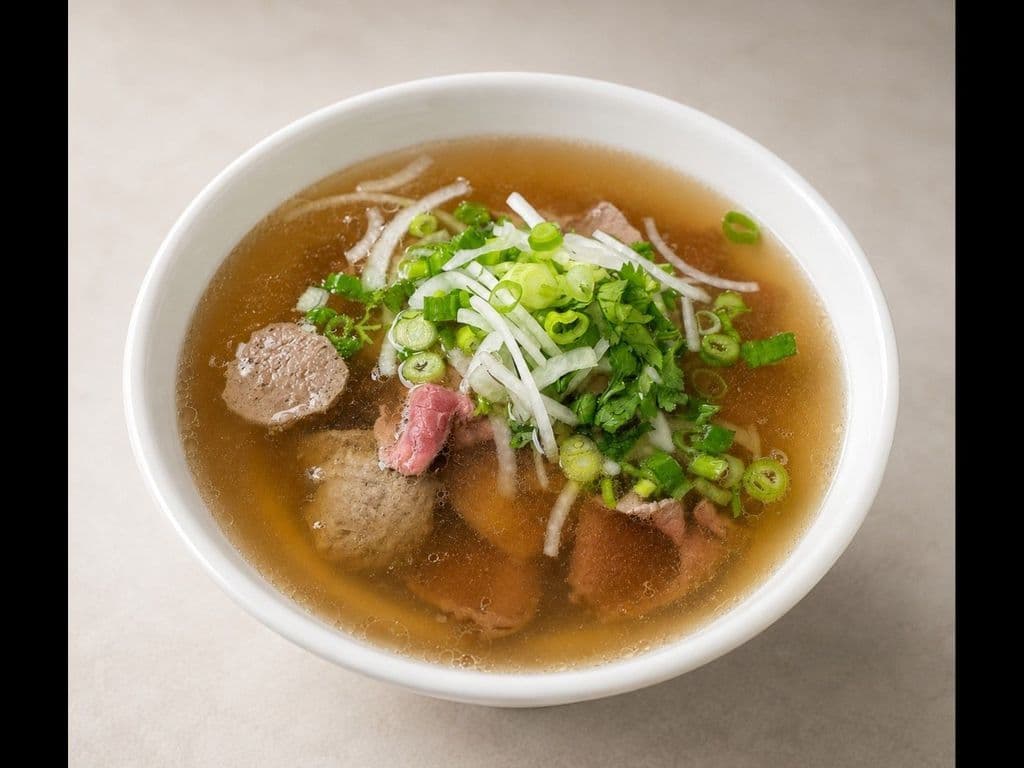 208. Medium Rare Beef and Beef Ball Rice Noodle Soup