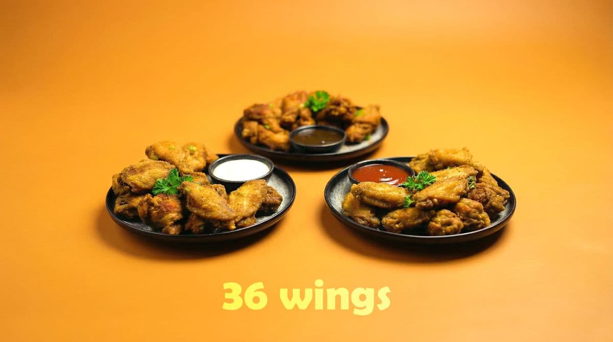 36 Wings - 3 Flavor + Dip