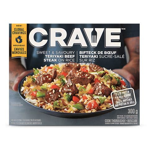 CRAVE Sweet & Savoury Teriyaki Beef Steak On Rice Frozen Meal 300g