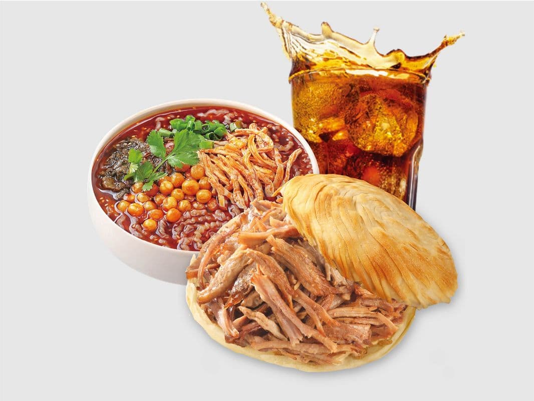 Hot & Sour Glass Noodle Classic Combo (w/ Crispy Burger + Drink) / 酸辣粉经典套餐(搭配肉夹馍 + 饮料)