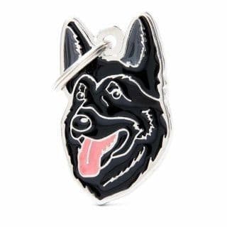MyFamily Black German Shepherd Engraved Tag