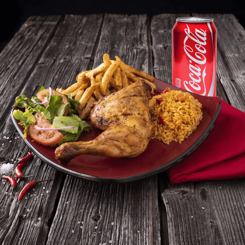 ¼ de poulet cuisse avec boisson 355 ml / ¼ Chicken Leg with a 355 ml drink