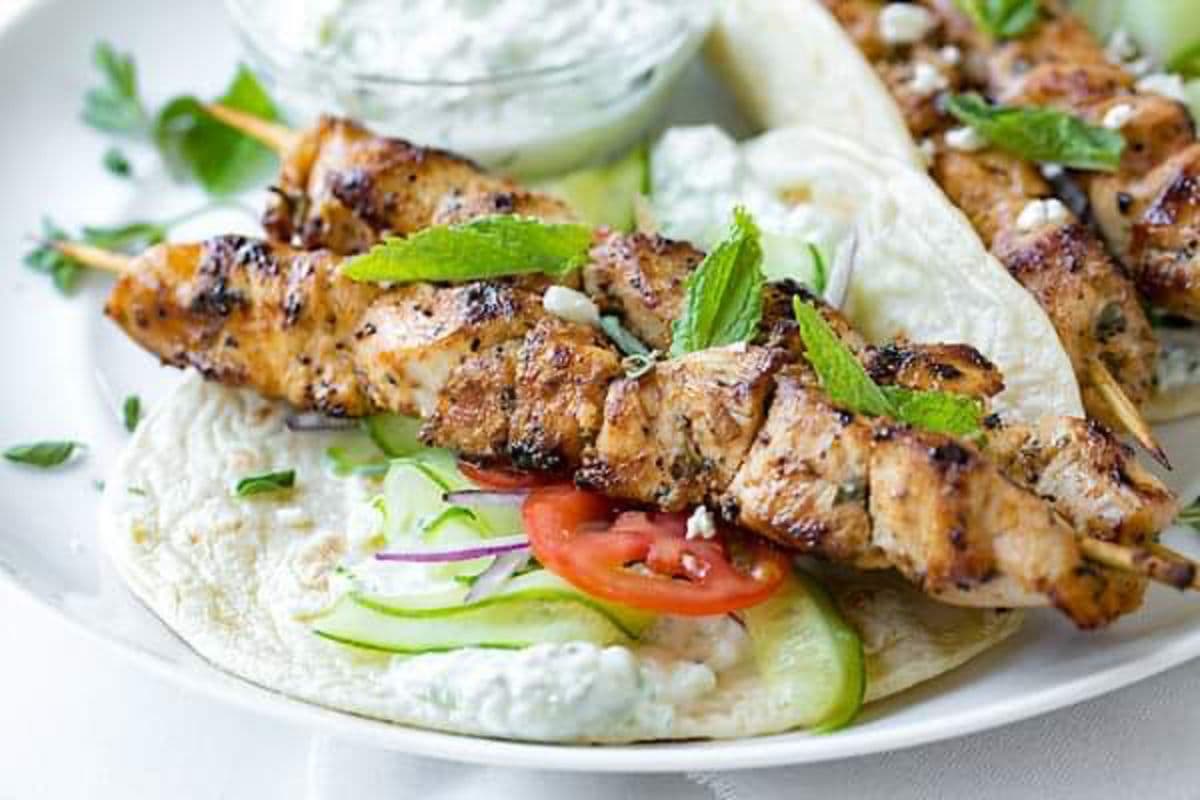 Beef Kebab with Rice and Salad